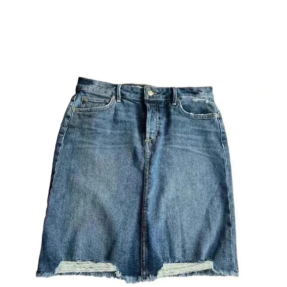 JOE’S SKYLER FRAYED STRETCHED DENIM MINI SKIRT•SIZE 26•MEDIUM DENIM DISTRESSED• - Picture 10 of 11